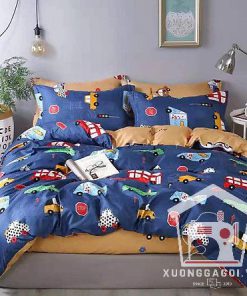 Bộ chăn ga gối hình ô tô, máy bay cho các bé